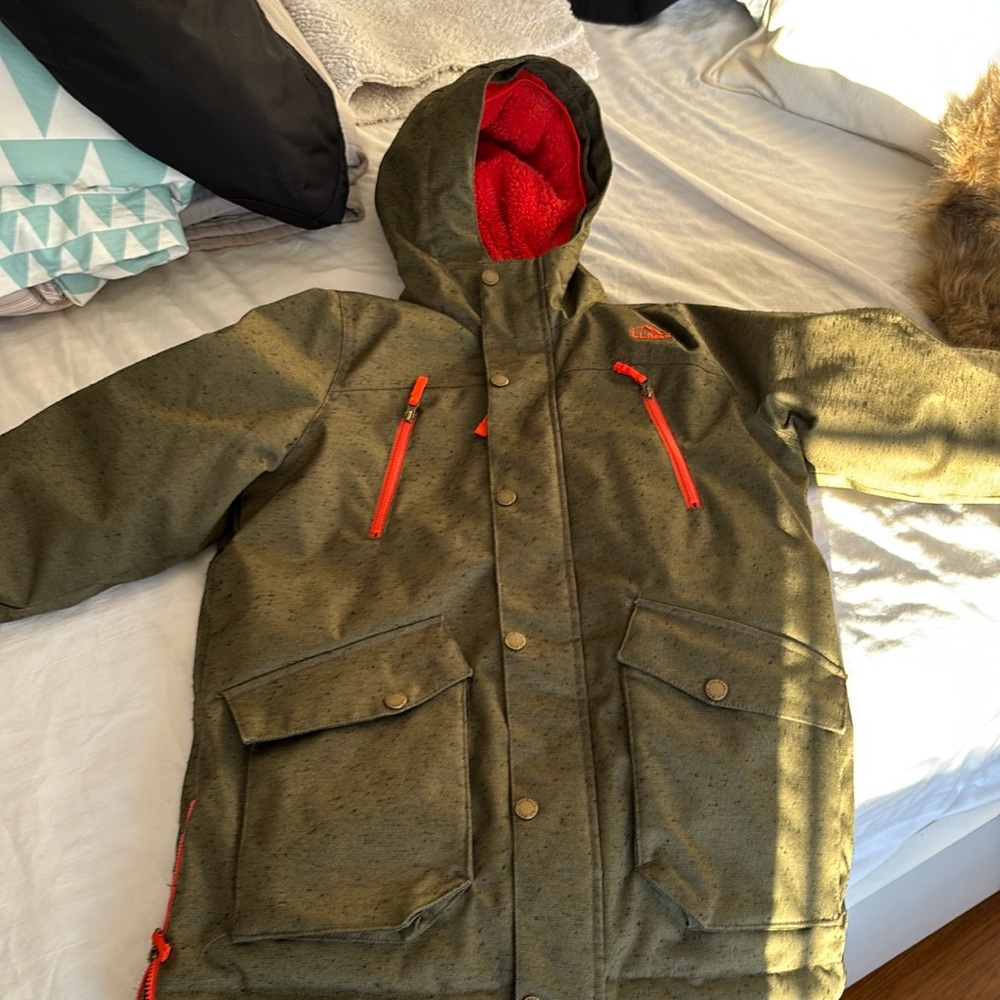 Ll bean boys heavy duty coat with fleece lining boys m 10-12 like new!